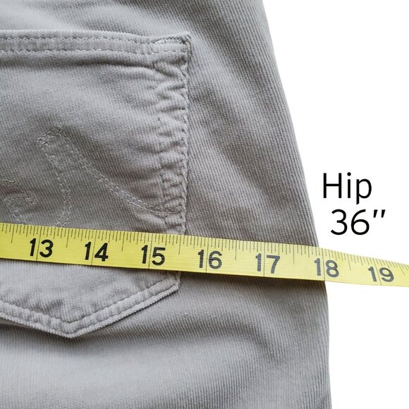 AG Adriano Goldschmied the Stevie Slim Straight Fine Wale Corduroy Gray Jeans 29 - Picture 11 of 14